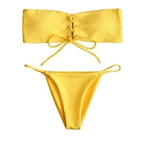 Ribbed Yellow 2 piece Bikini
